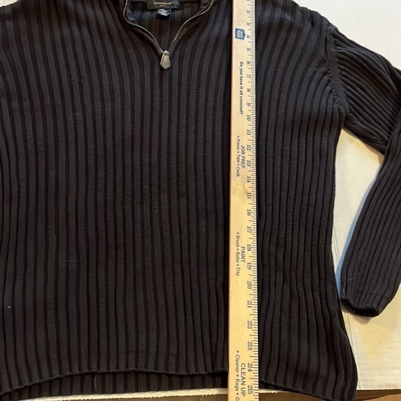 Covington-size L-quarter zip chocolate brown sweater .Leather pull, 100% cotton - Picture 8 of 8